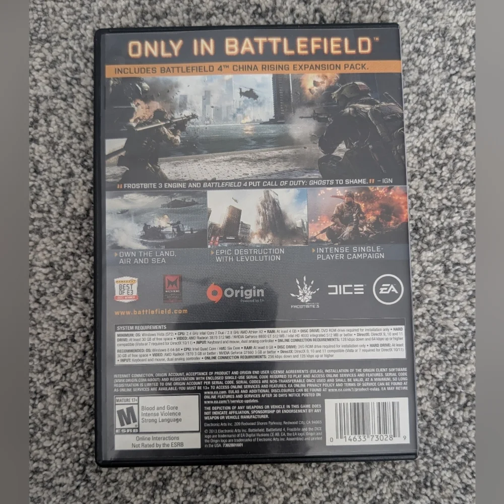 Battlefield 4 Frostbite 3 EA PC Game DVD-ROM 2013 3 Discs